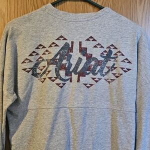 Ariat Gray Long Sleeve Tee with Burgundy and Navy Graphic